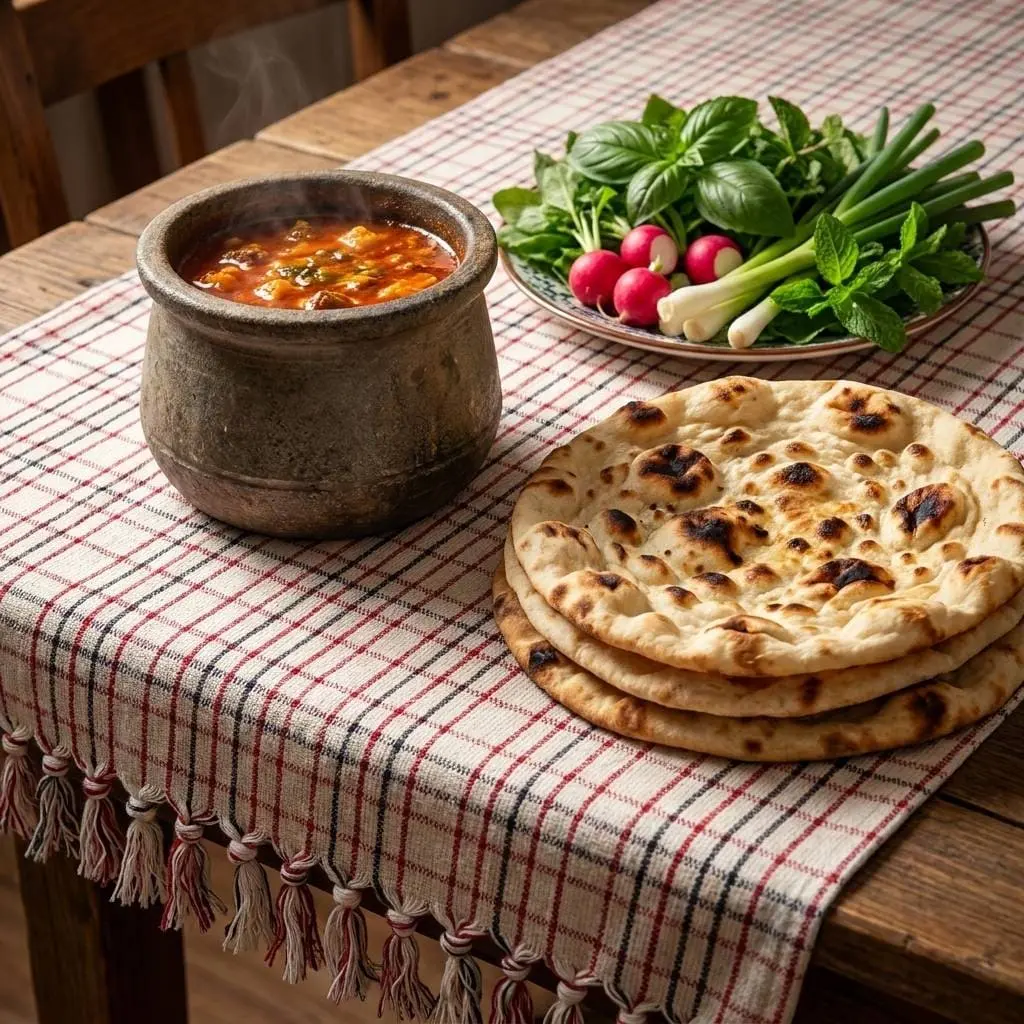 سفره رومیزی سنتی طرح پیرا ریشه‌دار